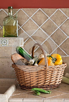 Wicker basket with vegetable
