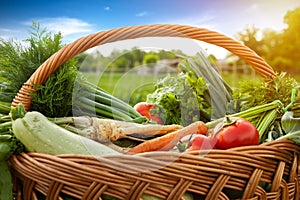 Wicker basket with vegetable