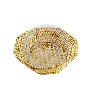 Wicker basket on white background