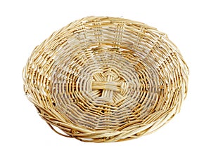 Wicker basket on white background