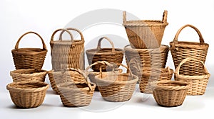 Wicker baskets, grocery wood Picnic baskets for lunch or dinner.