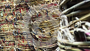 Wicker baskets in market