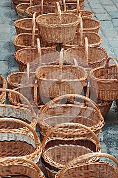 Wicker baskets for sale.