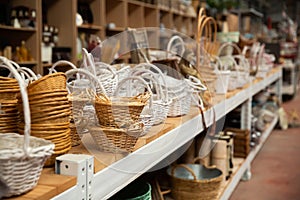 Wicker baskets for sale in market