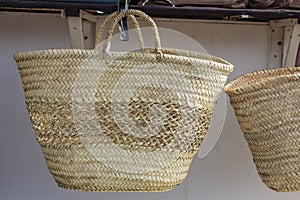 Wicker baskets for sale at a street market