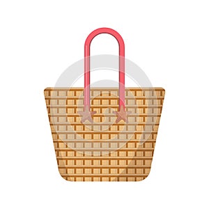 Wicker beach bag with red handle