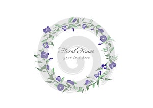 Wicker of blooming butterfly pea flower floral crown frame vector