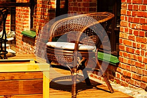 Wicker chair sidewalk cafe