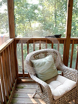 Wicker chair on veranda