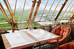 Wicker chairs and table at terrace photo