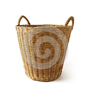 wicker clothes basket isolated
