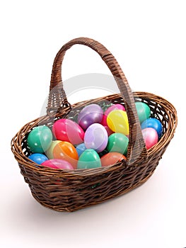 Wicker Easter Basket with colorful eggs 1