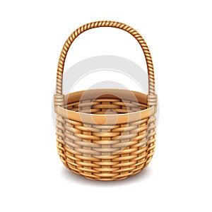 Wicker empty basket  on white background