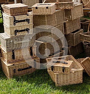 Wicker hampers and picnic baskets photo