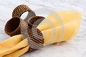 Wicker napkin rings and napkins