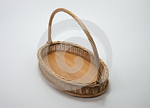 Wicker oval basket, handmade, tray with handle