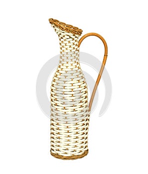 Wicker pitcher isolated on white