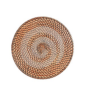 Wicker placemat surface top view texture Isolated on white