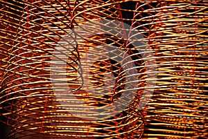 Wicker`s abstract lamp in the budhist temple South Vietnam