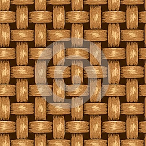 Wicker Seamless Background, Wooden Basket Textured