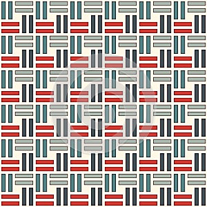 Wicker seamless pattern. Basket weave motif. Pastel colors geometric abstract background with overlapping stripes.