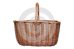 Wicker shopping basket isolated on white