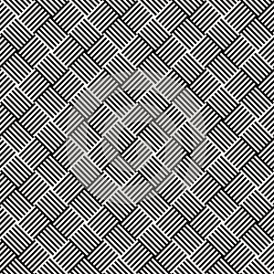 Wicker surface texture. Vector geometric seamless pattern. Black and white