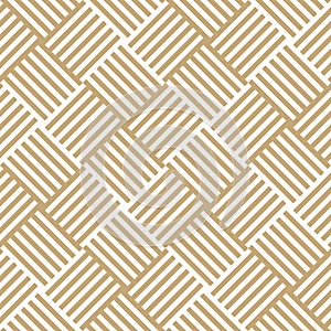 Wicker surface texture. Vector geometric seamless pattern. Golden background