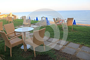 Wicker table on the beach