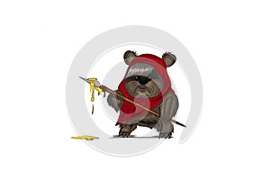 wicket ewok on white background Pro Vector