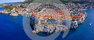 Wide aerial panorama of the Dubrovnik old town