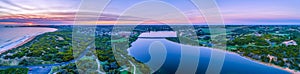 Wide aerial panorama of Hopkins River.