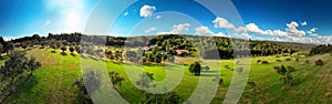 Wide aerial panorama of a nice rural landscape