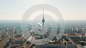 Wide Aerial Panoramic View of Berlin Cityscape with TV Tower on Alexanderplatz