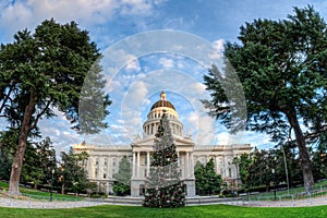 Wide angel view of the capitol Christmas tree