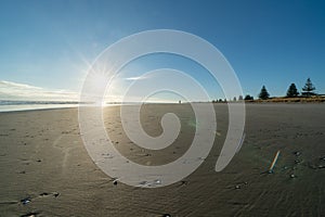 Wide angle background beach scene photo