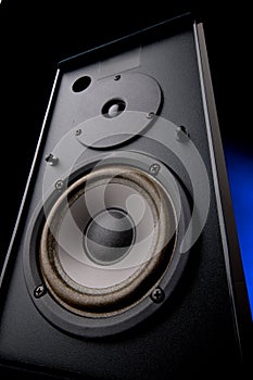 Wide angle close up of an audio loudspeaker