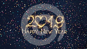 Wide Angle Greeting card Happy New Year 2019