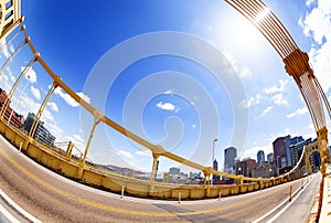 Wide angle image of Roberto Clemente Bridge photo