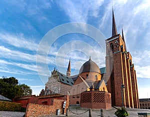 Wide angle image of Roskilde Cathedral in Denmark