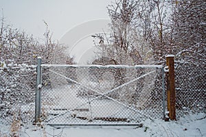 Wide angle industrial winter landscape