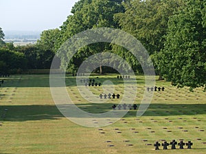 Wide angle overview of the German cemetery of la cambe in Normandy France