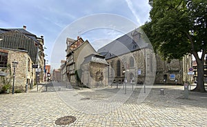 Wide angle panorama of the square in Quedlinburg Germany