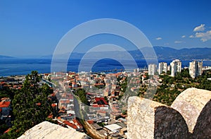 Wide angle panorama of sunny Rijeka with Adriatic Sea Croatia