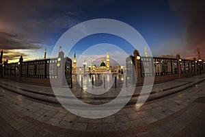 The Wide angle Photo of the second holiest Mosque Masjid Al Nabawi.