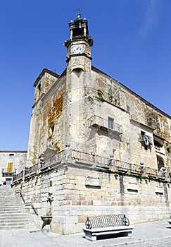Wide angle of Saint Martin's church in Trujillo. Spain