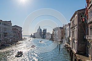 Wide angle shot of the Gallerie dell'Accademia Museum next to the water in Venice, Italy photo