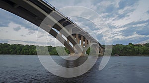 A Wide Angle Shot of the Lake St/Marshall Ave Bridge Connecting Minneapolis and St Paul over the Mississippi River on a Summer Eve