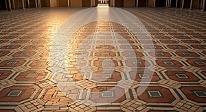 Geometric Tile Floor in Sunlight