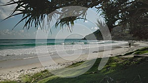 Wide angle shot, looking to the east, of wategos beach at byron bay